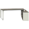 ECKSCHREIBTISCH  in Graphitfarben, Weiß  - Alufarben/Graphitfarben, Design, Holzwerkstoff/Metall (160/200cm) - Moderano