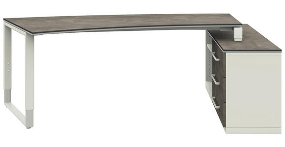 ECKSCHREIBTISCH in Graphitfarben, Weiß - Alufarben/Graphitfarben, Design, Holzwerkstoff/Metall (160/200cm) - Moderano