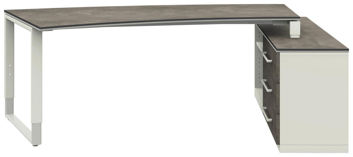 ECKSCHREIBTISCH  in Graphitfarben, Weiß  - Alufarben/Graphitfarben, Design, Holzwerkstoff/Metall (160/200cm) - Moderano