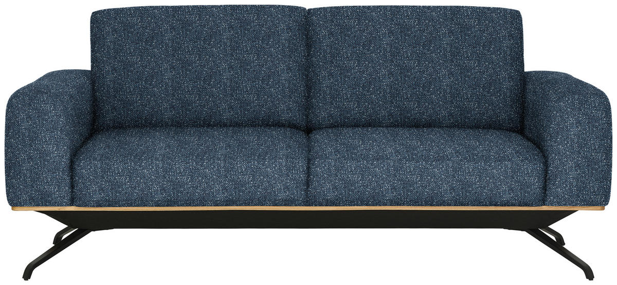 3-SITZER-SOFA Struktur Blau  - Blau/Schwarz, Design, Holz/Textil (196/85-104/95cm) - Novel