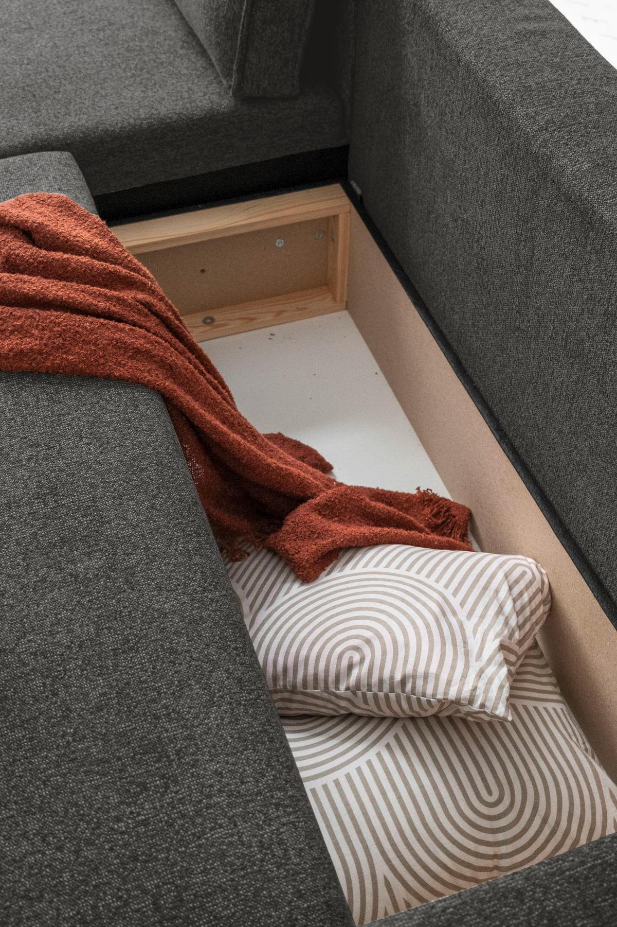 ECKSOFA in Dunkelgrau  - Weiss/Dunkelgrau, Design, Kunststoff/Textil (194/246cm) - MID.YOU
