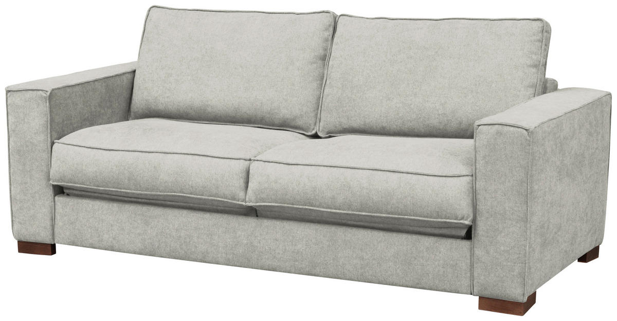 SCHLAFSOFA in Webstoff Hellgrau  - Dunkelbraun/Hellgrau, Design, Holz/Textil (203/85/99cm) - MID.YOU