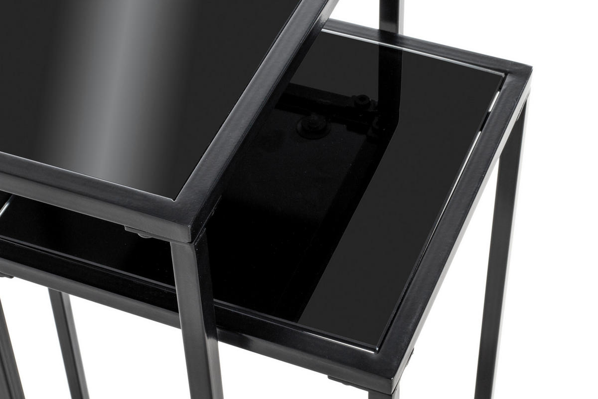 BLUMENTISCHSET in Metall, Glas 25-30/25-30/60-70 cm  - Schwarz, Design, Glas/Metall (25-30/25-30/60-70cm)