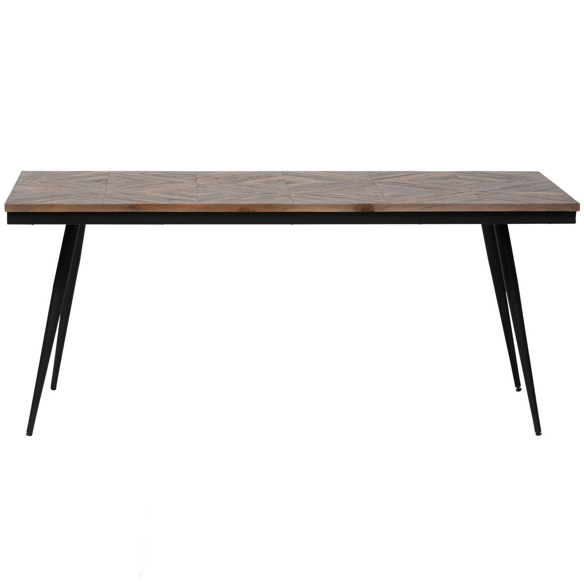 ESSTISCH Teakholz massiv rechteckig Teakfarben  - Schwarz/Teakfarben, Design, Holz/Metall (180/90/76cm) - Livetastic