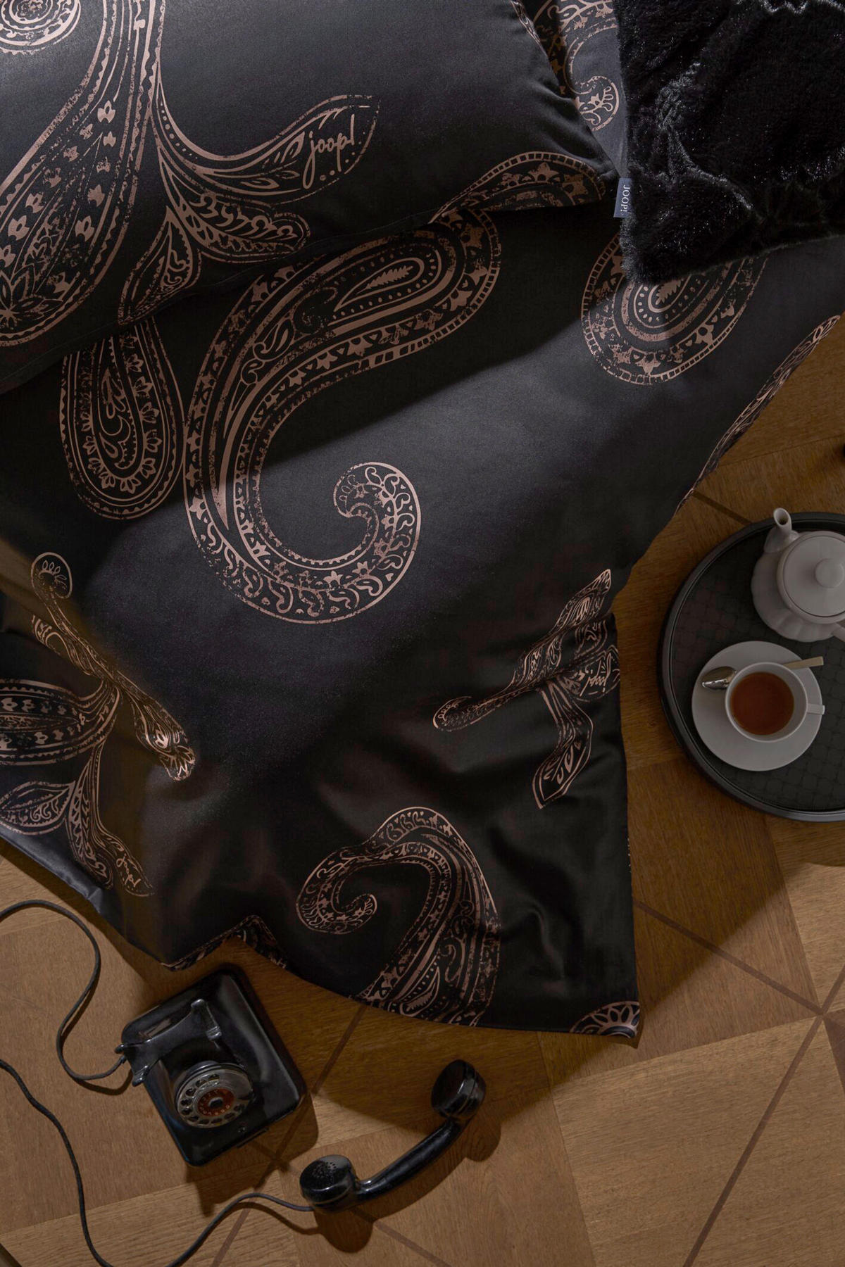 BETTWÄSCHESET Makosatin 160/210 cm  70 cm/50 cm  - Schwarz, Design, Textil (160/210cm) - Joop!