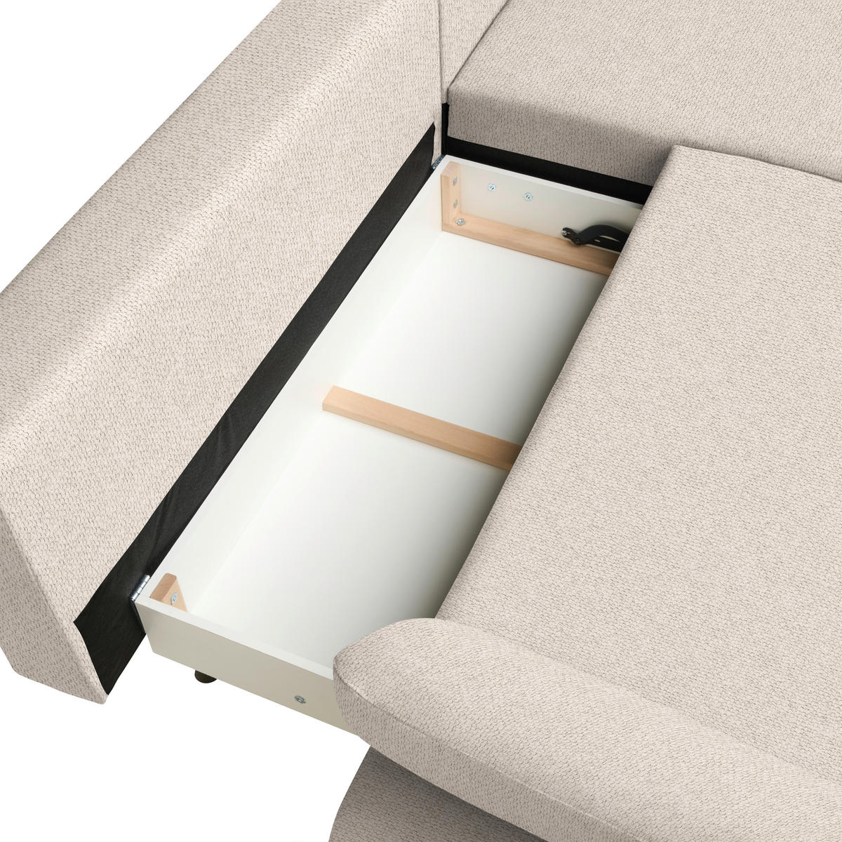ECKSOFA Struktur Sandfarben  - Sandfarben/Schwarz, Design, Textil/Metall (284/186cm) - Lomoco