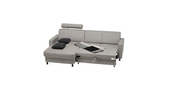 ECKSOFA in Webstoff Platinfarben  - Platinfarben/Schwarz, Design, Kunststoff/Textil (257/165cm) - Xora