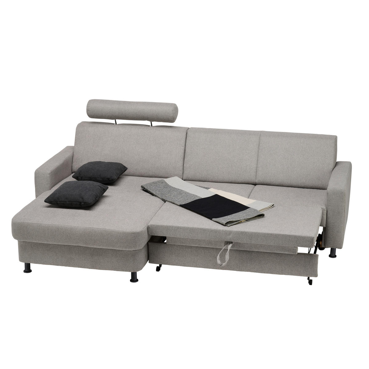 SEDEŽNA GARNITURA, tkanina platinaste barve  - platinaste barve/črna, Design, umetna masa/tekstil (165/257cm) - Xora