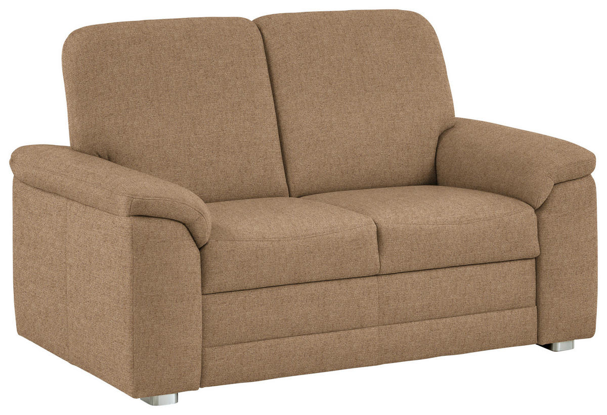 2-SITZER-SOFA Chenille Altrosa, Hellbraun  - Hellbraun/Alufarben, Konventionell, Textil/Metall (156/96/89cm) - Beldomo Comfort