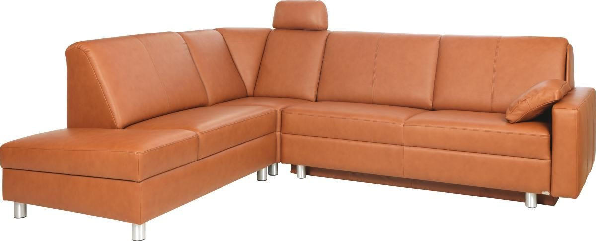 ECKSOFA in Echtleder Braun  217/268 cm  - Alufarben/Braun, KONVENTIONELL, Leder/Metall (217/268cm) - Sedda