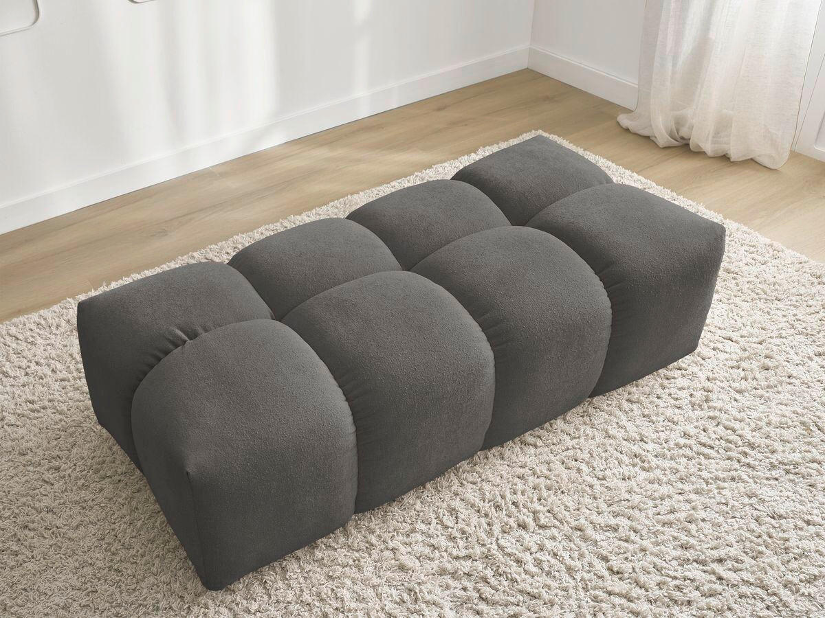 HOCKER EVEREST Struktur Dunkelgrau  - Dunkelgrau/Schwarz, MODERN, Kunststoff/Textil (140/70/40cm)