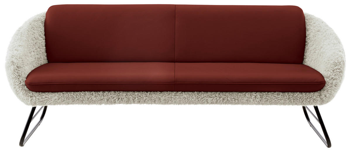 SITZBANK Textil, Leder Beige, Weinrot  - Beige/Weinrot, Design, Leder/Textil (219/87/78cm) - Koinor