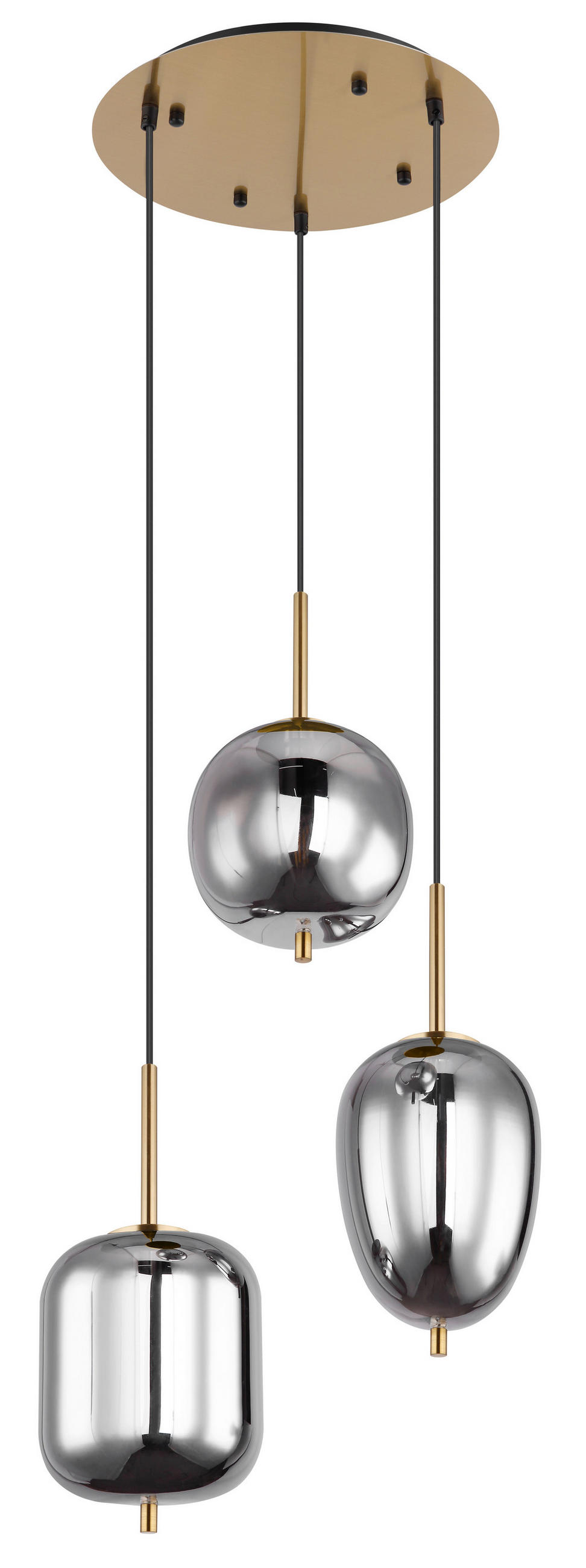 HÄNGELEUCHTE 46/120 cm   - Messingfarben, Design, Glas/Metall (46/120cm) - Globo