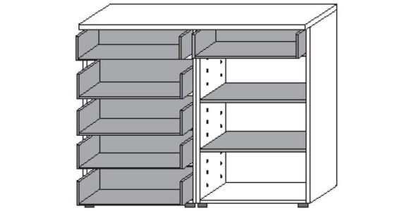 SCHUHSCHRANK 121/100/35 cm  - Eichefarben/Silberfarben, Design, Holz/Holzwerkstoff (121/100/35cm) - Moderano