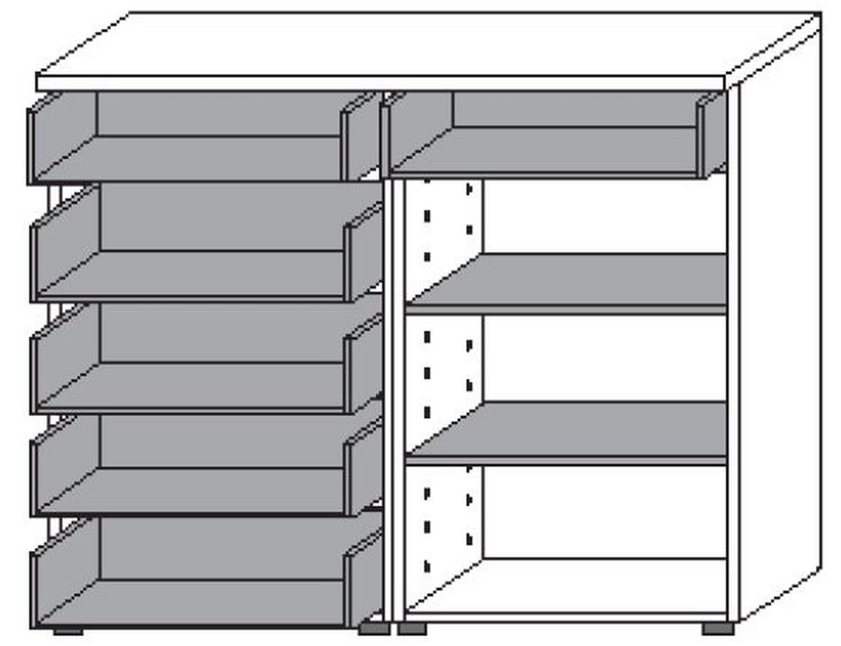 SCHUHSCHRANK  in 121/100/35 cm  - Weiss/Eichefarben, Design, Holz/Holzwerkstoff (121/100/35cm) - Moderano