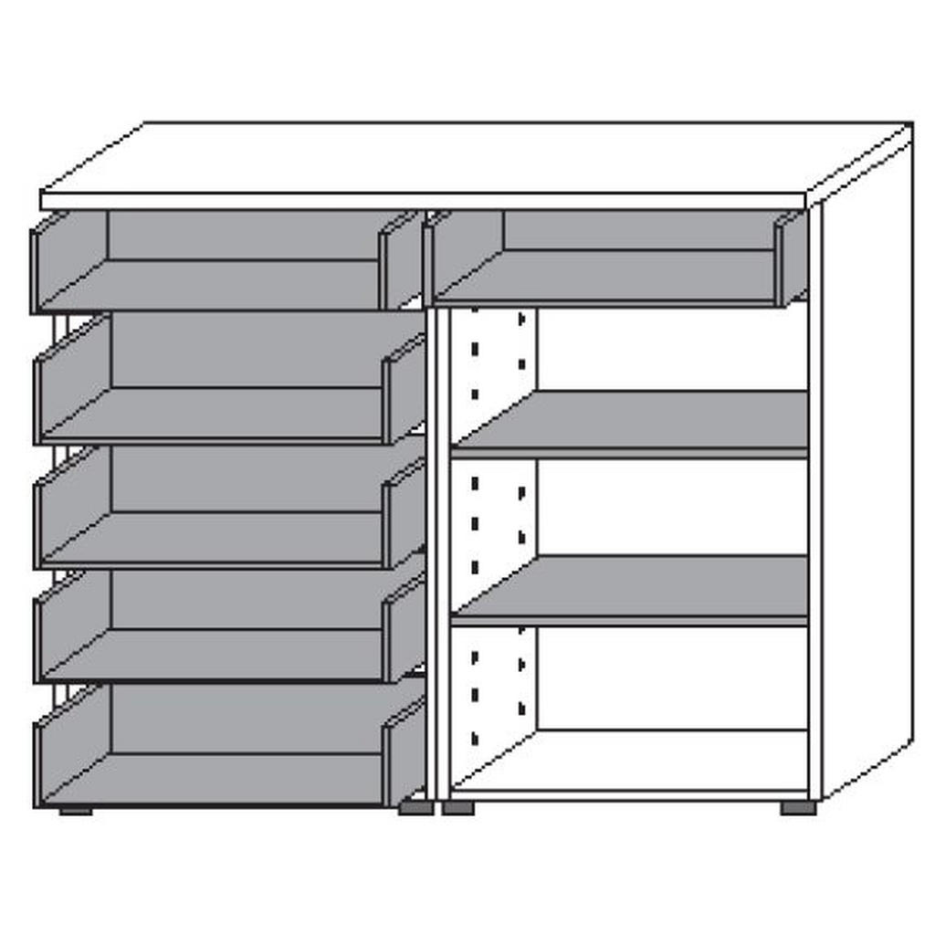 Thumbnail - Moderano Schuhschrank, Weiß, Eiche, Holzwerkstoff, Wildeiche, furniert, 2 Fächer, 6 Schubladen, 121x100x35 cm, Typenausw...