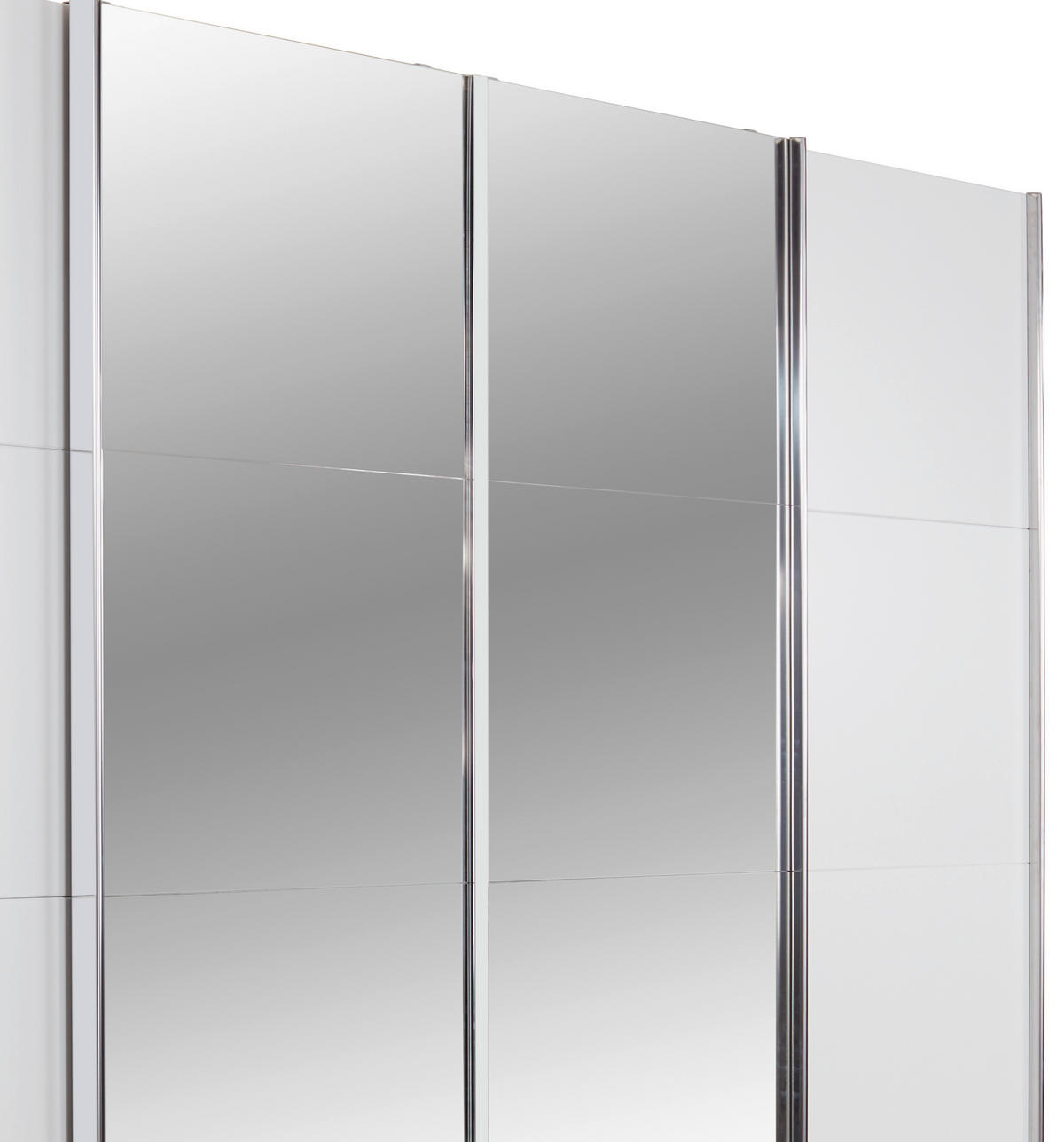 SCHIEBETÜRENSCHRANK 271/211/62 cm 4-türig Klar, Weiß  - Chromfarben/Klar, MODERN, Holzwerkstoff/Metall (271/211/62cm) - Rauch Möbel