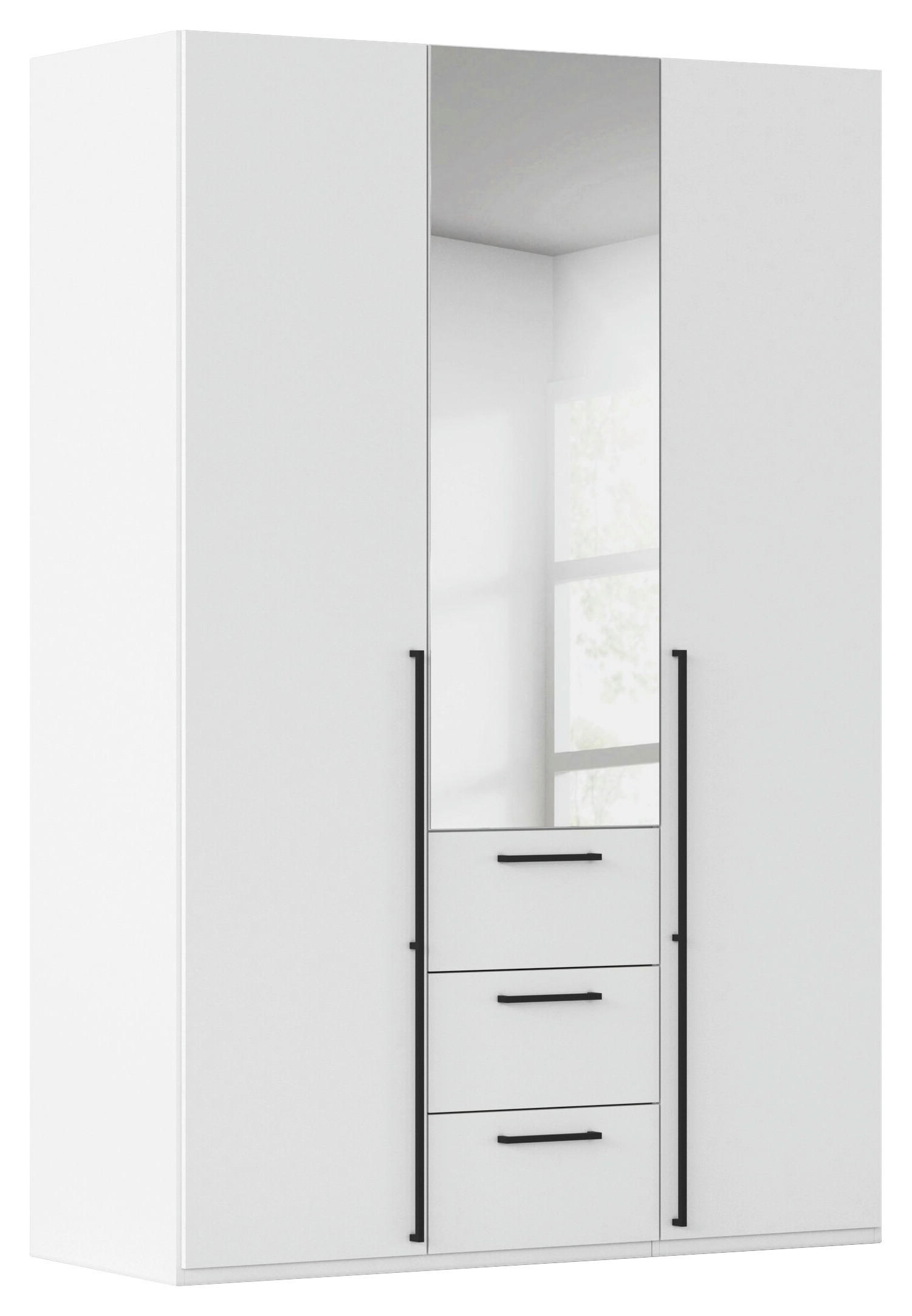 DREHTÜRENSCHRANK 151/235/61 cm,  in Weiß, 3-türig  - Chromfarben/Schwarz, Basics, Glas/Holzwerkstoff (151/235/61cm) - Novel