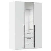 DREHTÜRENSCHRANK 151/223/61 cm,  in Weiß, 3-türig  - Chromfarben/Schwarz, Basics, Glas/Holzwerkstoff (151/223/61cm) - Novel