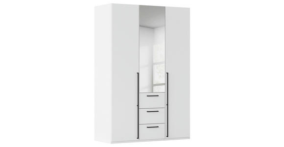 DREHTÜRENSCHRANK 151/223/61 cm,  in Weiß, 3-türig  - Chromfarben/Schwarz, Basics, Glas/Holzwerkstoff (151/223/61cm) - Novel