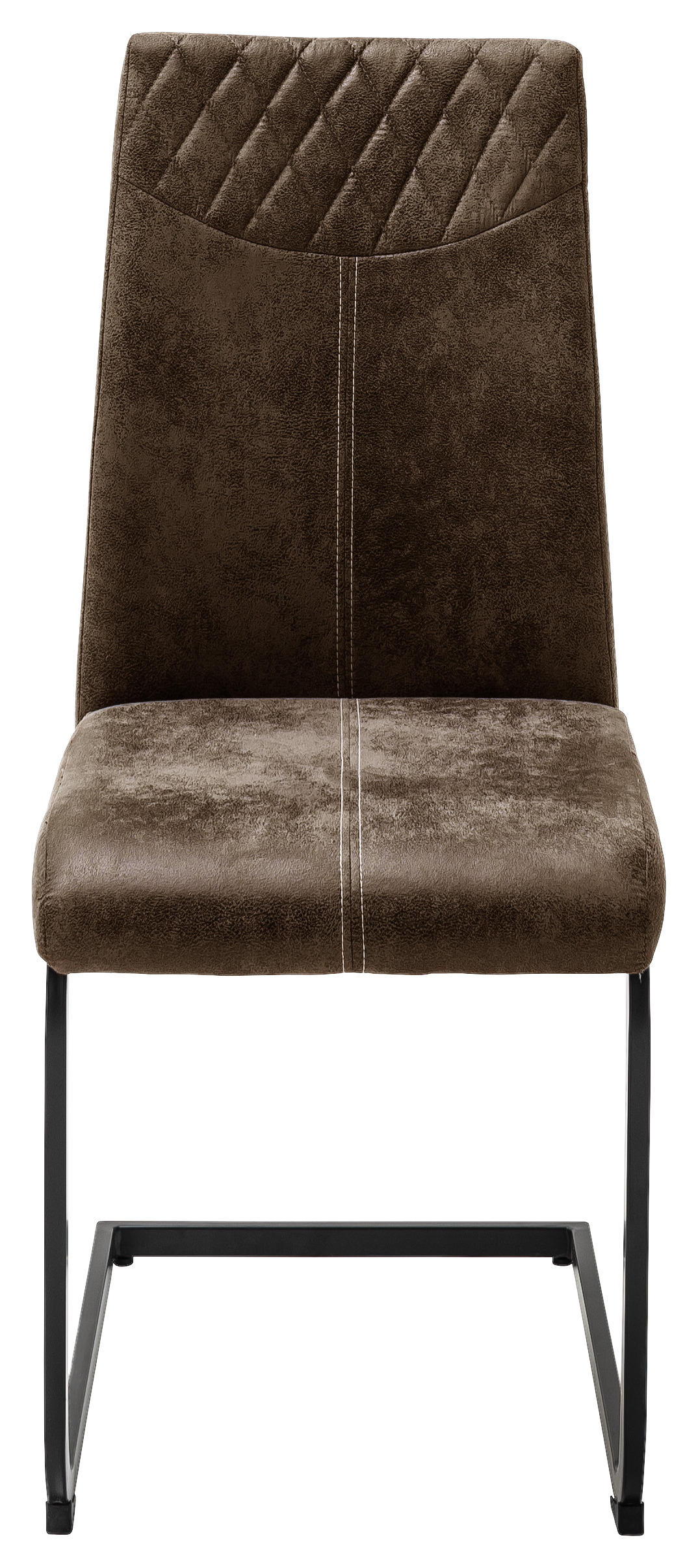SCHWINGSTUHL  in Eisen Lederlook  - Schwarz/Braun, Design, Textil/Metall (42/94/60cm) - Ti'me