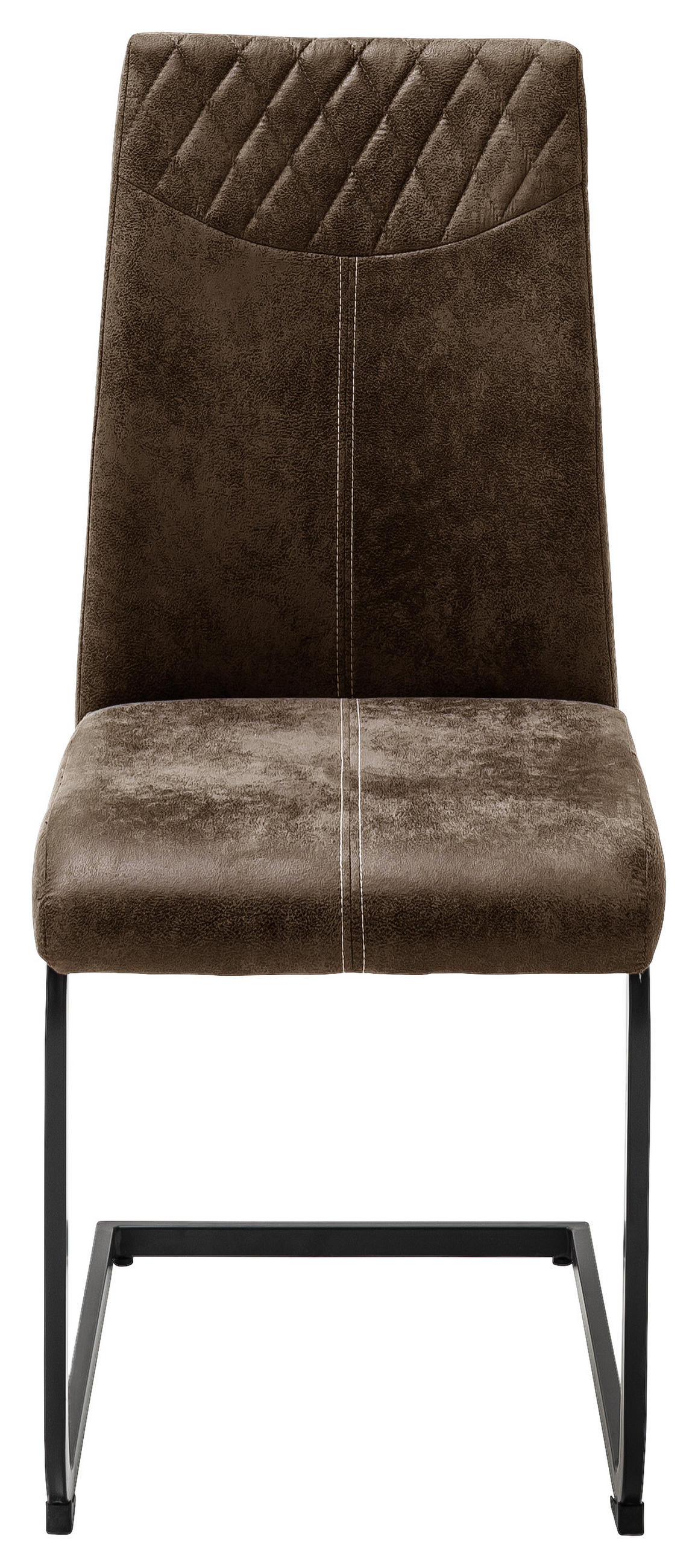 SCHWINGSTUHL  in Eisen Lederlook  - Schwarz/Braun, Design, Textil/Metall (42/94/60cm) - Ti'me
