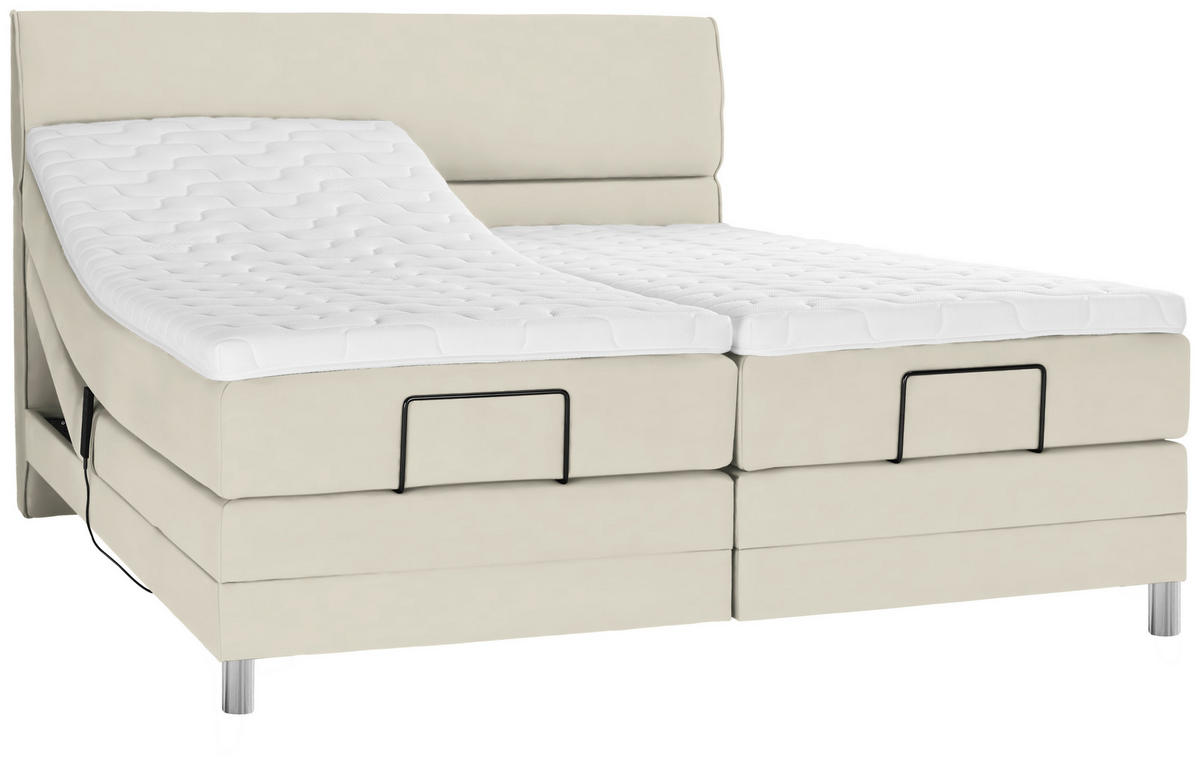 BOXSPRINGBETT 180/200 cm  in Hellgrau  - Chromfarben/Hellgrau, Konventionell, Kunststoff/Textil (180/200cm) - Voleo