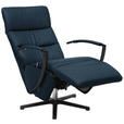 RELAXSESSEL in Leder Dunkelblau  - Schwarz/Dunkelblau, Design, Leder/Metall (64/112/80cm) - Cantus