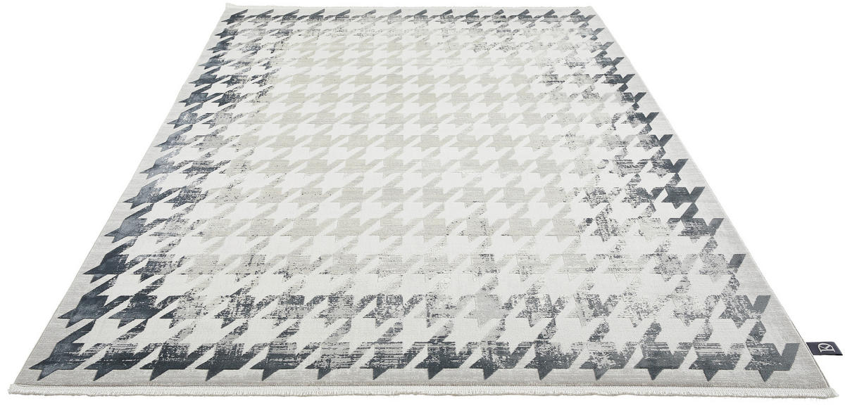 WEBTEPPICH 133/190 cm Houndstooth Border Grau  - Grau, Design, Textil (133/190cm) - Dieter Knoll