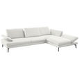 ECKSOFA in Echtleder Weiß  308/195 cm  - Schwarz/Weiß, Design, Leder/Metall (308/195cm) - Dieter Knoll