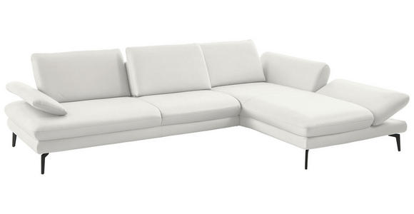 ECKSOFA in Echtleder Weiß 308/195 cm - Schwarz/Weiß, Design, Leder/Metall (308/195cm) - Dieter Knoll