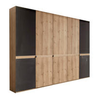 DREHTÜRENSCHRANK  in Graphitfarben, Eichefarben  - Chromfarben/Eichefarben, KONVENTIONELL, Glas/Holzwerkstoff (250/216/58cm) - Novel
