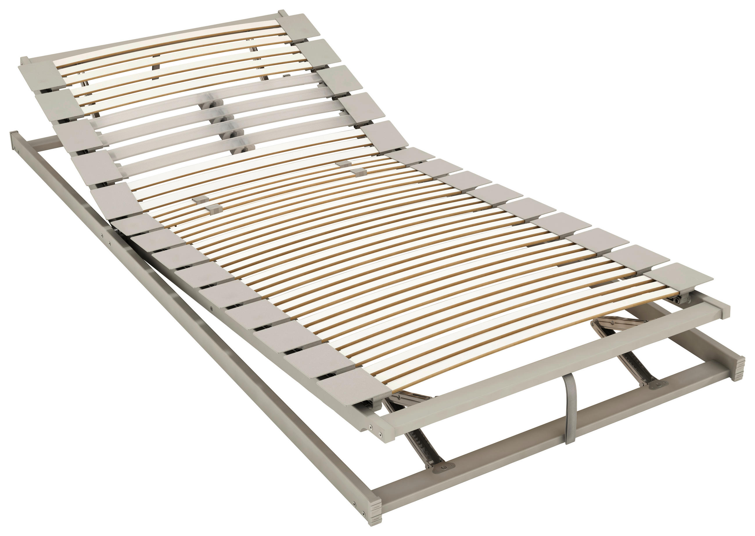 LATTENROST 100/200 cm Kopfteil, Fußteil, Mittelzone verstellbar, Birke  - Hellgrau/Weiß, KONVENTIONELL, Holz (100/200cm) - Schlaraffia