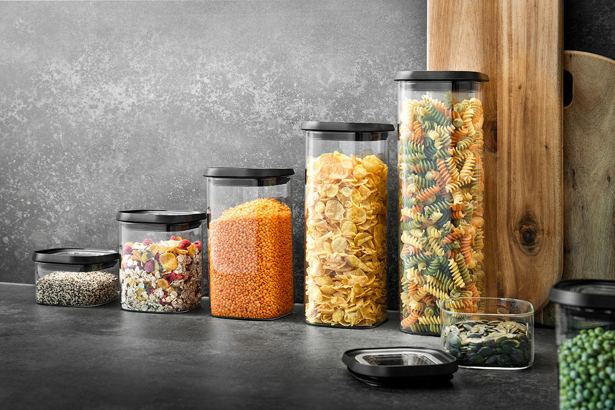 VORRATSDOSE PANTRY 0,9 L  - Edelstahlfarben/Transparent, Basics, Glas/Kunststoff (11/11/13,5cm) - Gefu