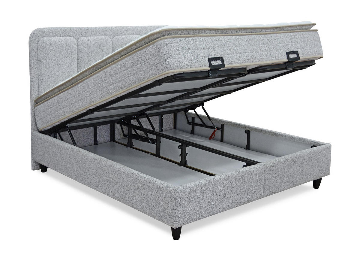 BOX KREVET     sivo-bež  - crna/sivo-bež, Moderno, drvni materijal/metal (180/200cm) - Hom`in