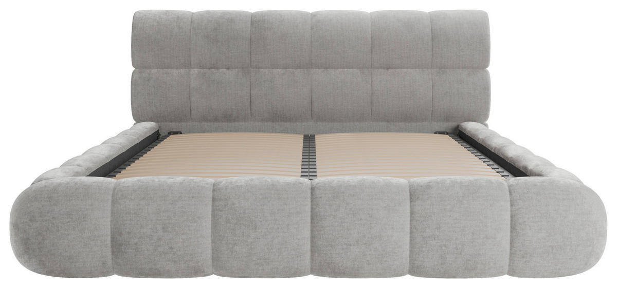 POLSTERBETT 180/200 cm,  in Hellgrau, Lattenrost, Bettkasten,  - Hellgrau/Schwarz, Design, Holz/Textil (180/200cm) - Chameo