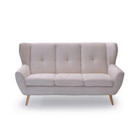 3-SITZER-SOFA in Cord Creme  - Eichefarben/Creme, Design, Holz/Textil (190/102/90cm) - Stylife