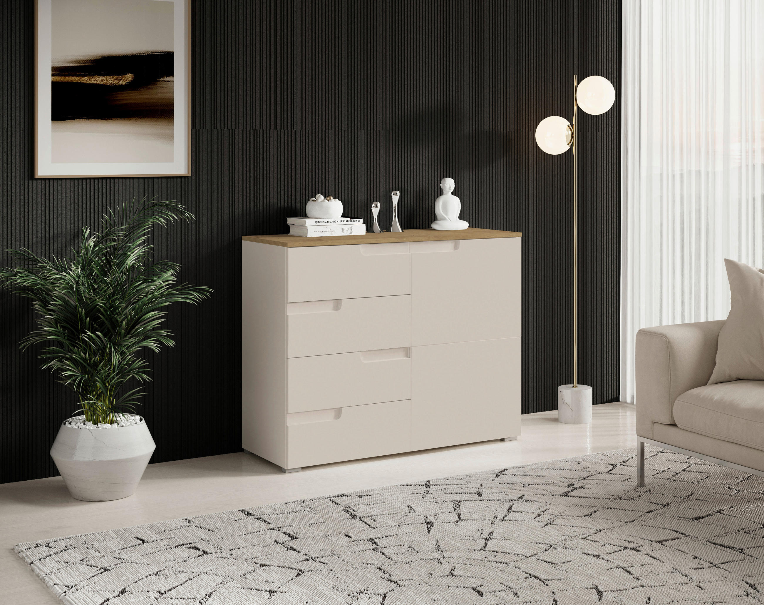 KOMMODE in 100/80/40 cm - Kaschmir/Eiche Artisan, Design, Holzwerkstoff/Kunststoff (100/80/40cm) - home24