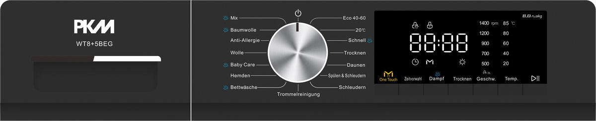 WASCHTROCKNER WT8+5BEG  - Dunkelgrau, Basics, Glas/Kunststoff (60/85/52cm) - PKM
