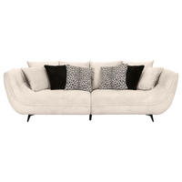 BIGSOFA Flachgewebe Creme, Schwarz, Weiss  - Weiss/Dunkelbraun, Design, Textil/Metall (275/80/123cm) - Stylife