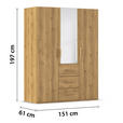 DREHTÜRENSCHRANK in Eichefarben - Eichefarben, Design, Glas/Holzwerkstoff (151/197/60cm) - Novel