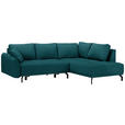 ECKSOFA in Webstoff Petrol  - Petrol/Schwarz, Design, Textil/Metall (250/191cm) - Carryhome