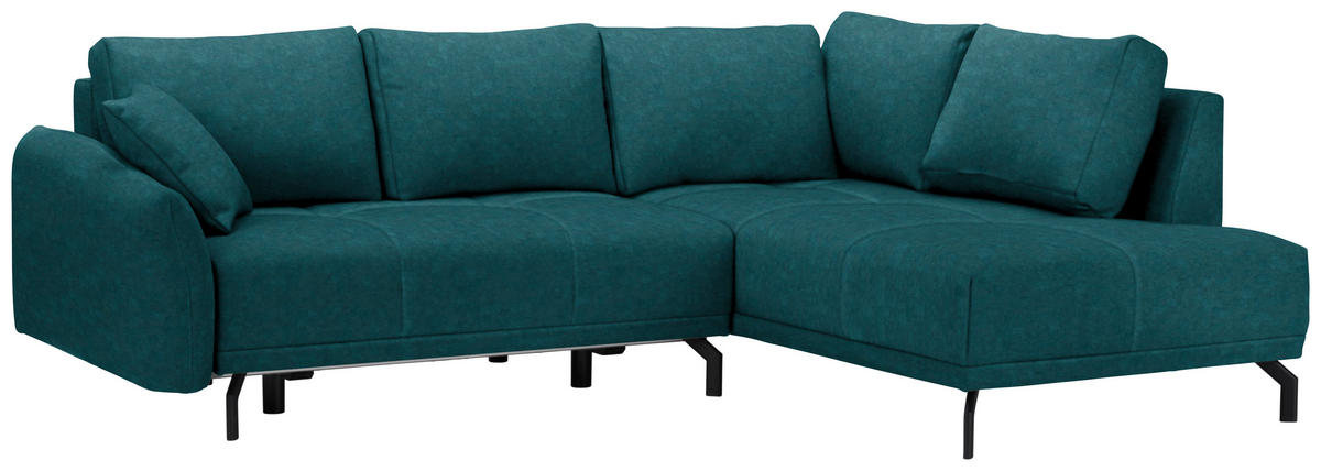 ECKSOFA in Webstoff Petrol  250/191 cm  - Petrol/Schwarz, Design, Textil/Metall (250/191cm) - Carryhome