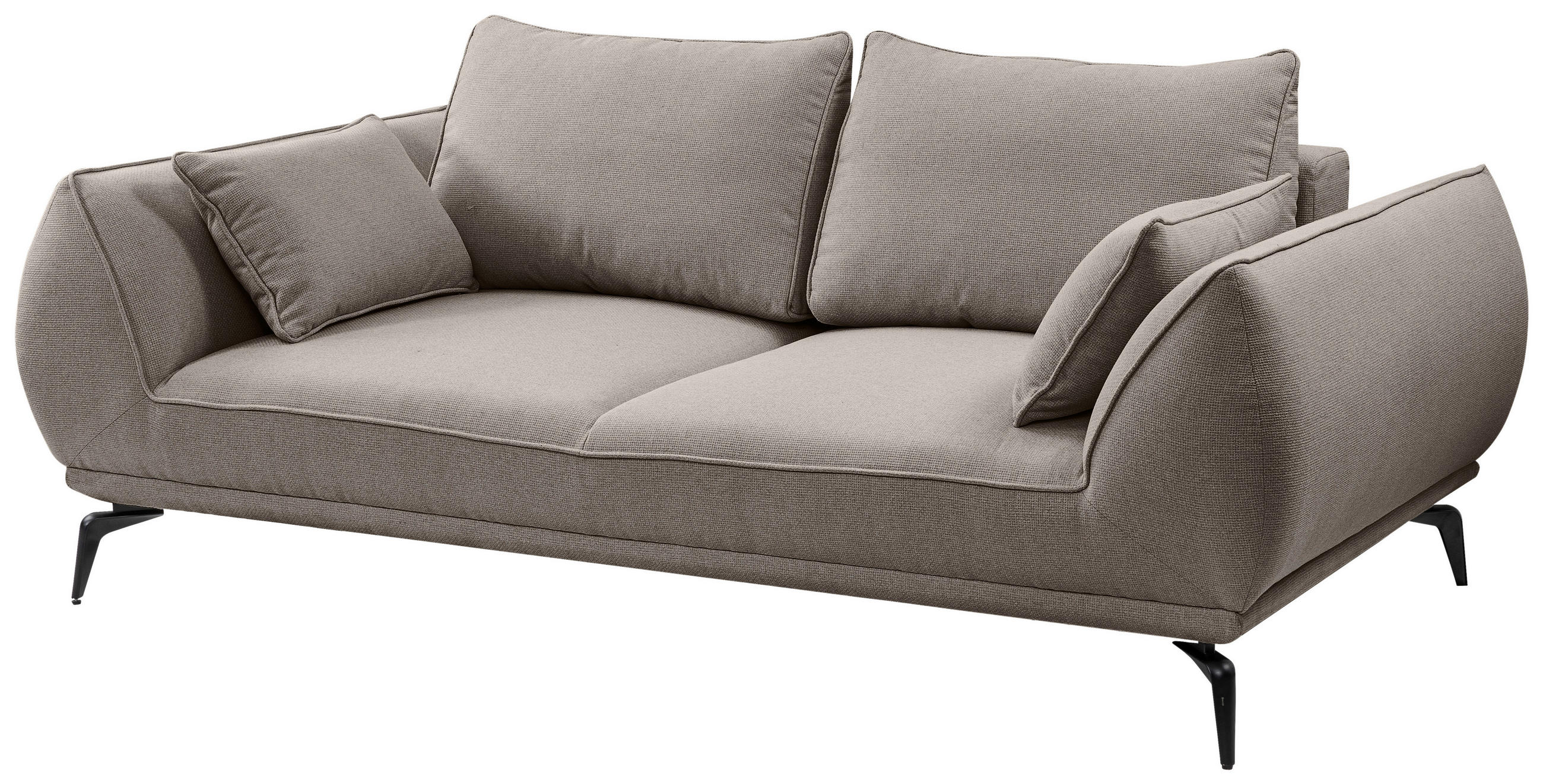 2-SITZER-SOFA in Webstoff Hellbraun  - Hellbraun/Schwarz, Modern, Textil/Metall (208/86/118cm) - MID.YOU