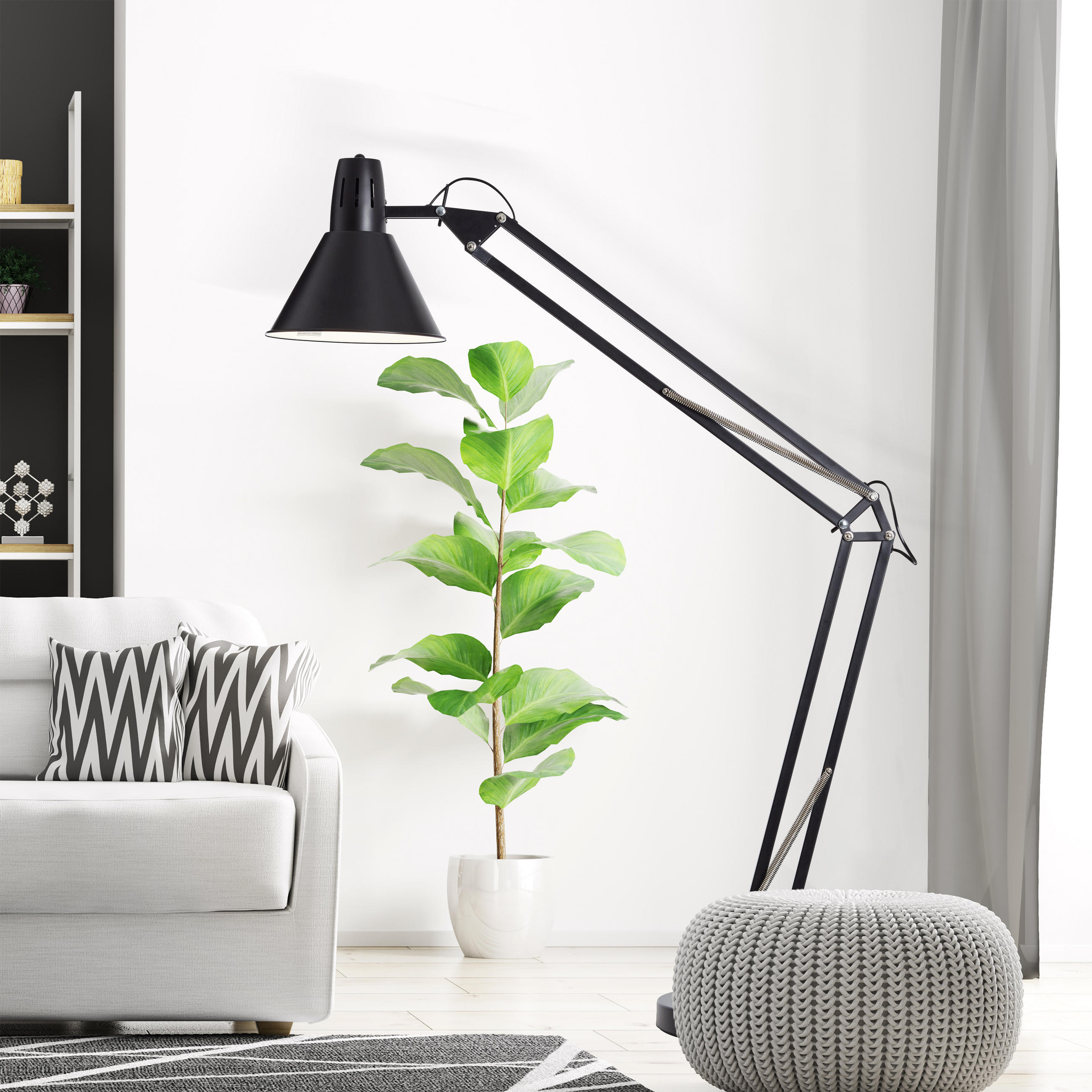 STEHLEUCHTE 32/176 cm    - Schwarz, Basics, Metall (32/176cm) - Brilliant