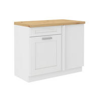 ECKUNTERSCHRANK 110/86/60 cm  in Weiß  - Silberfarben/Weiß, ROMANTIK / LANDHAUS, Holzwerkstoff/Metall (110/86/60cm) - MID.YOU