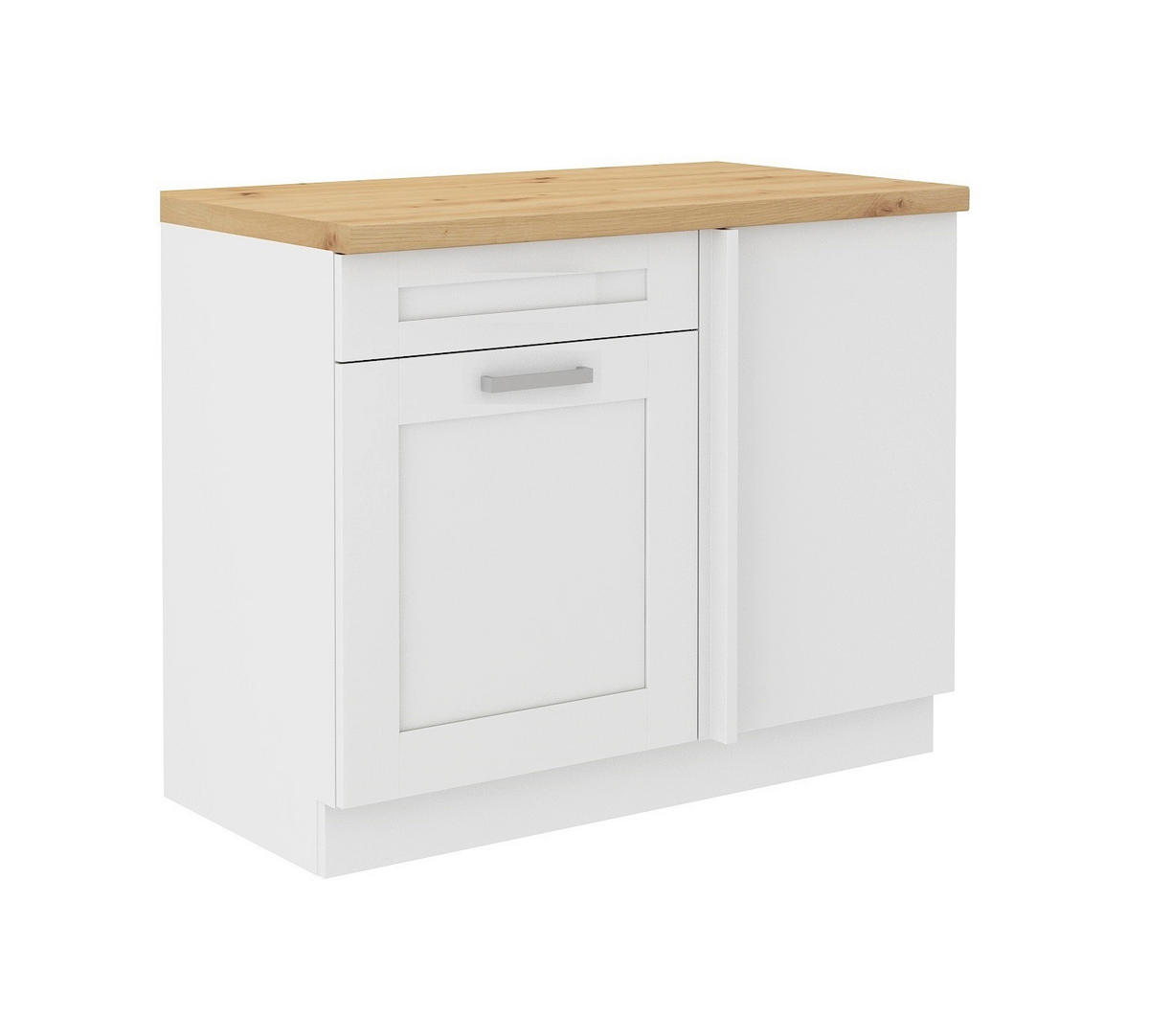 ECKUNTERSCHRANK 110/86/60 cm  in Weiß  - Silberfarben/Weiß, ROMANTIK / LANDHAUS, Holzwerkstoff/Metall (110/86/60cm) - MID.YOU