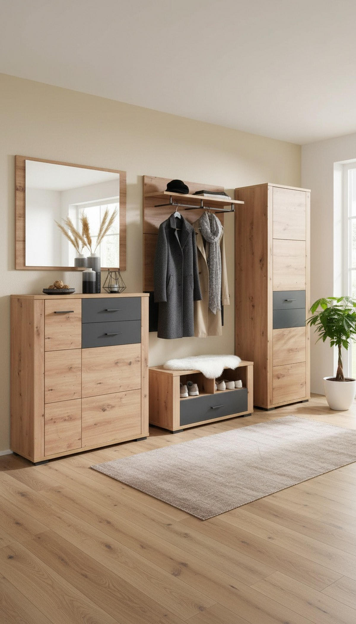 GARDEROBE  in 230/195/45 cm  - Anthrazit/Eiche Artisan, KONVENTIONELL, Holzwerkstoff (230/195/45cm) - Xora