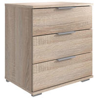 NOČNA OMARICA, barve hrasta  - barve hrasta/barve aluminija, Design, kovina/umetna masa (52/58/38cm) - Carryhome