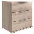 NACHTKÄSTCHEN in Eichefarben  - Eichefarben/Alufarben, Design, Holzwerkstoff/Kunststoff (52/58/38cm) - Carryhome